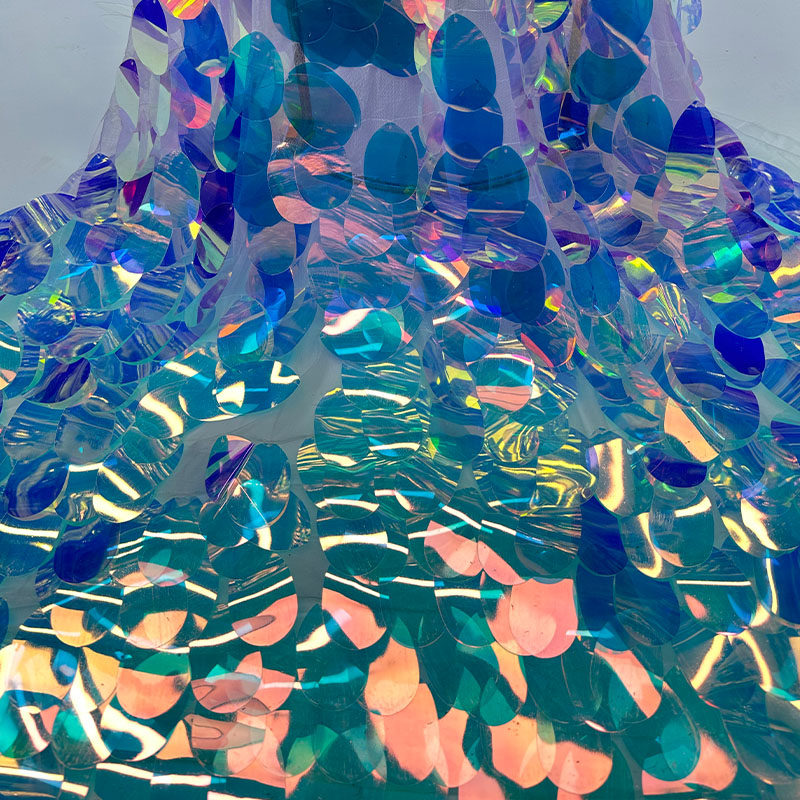 Crystal Mesh Fabric - Mesh 60mm Big Bead Sequin Embroidered