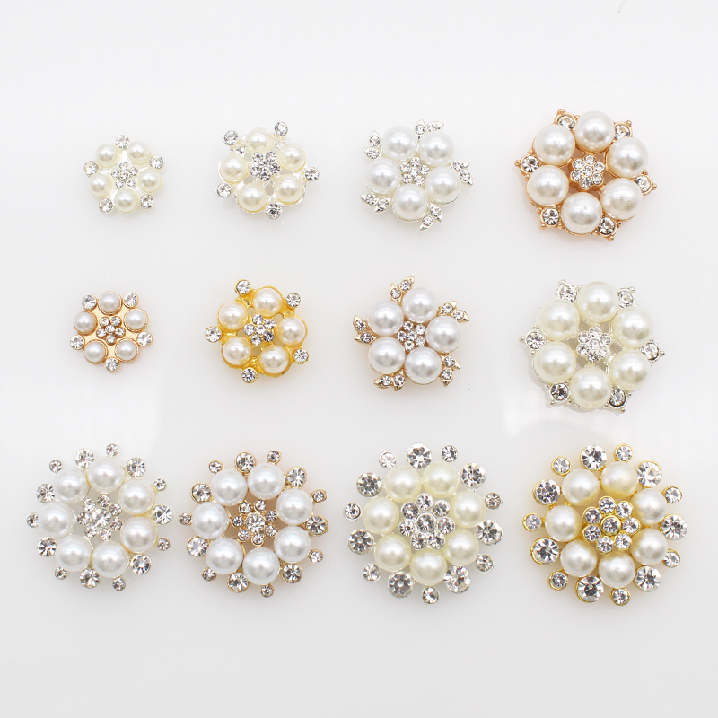Sew On Rhinestone - 10pcs Gold/Silver Alloy Pearl Rhinestone Decoration