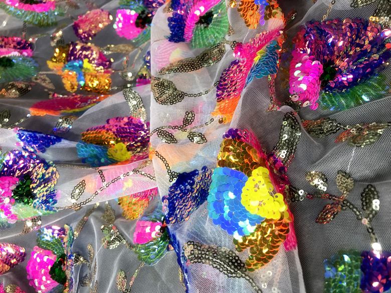 Colorful Crystal Sequins Flowe - Crystal Mesh Fabric review and price