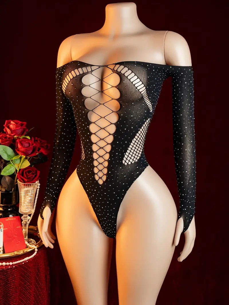 Rhinestone Fishnet Hollow Baby - Crystal Mesh Fabric review and price