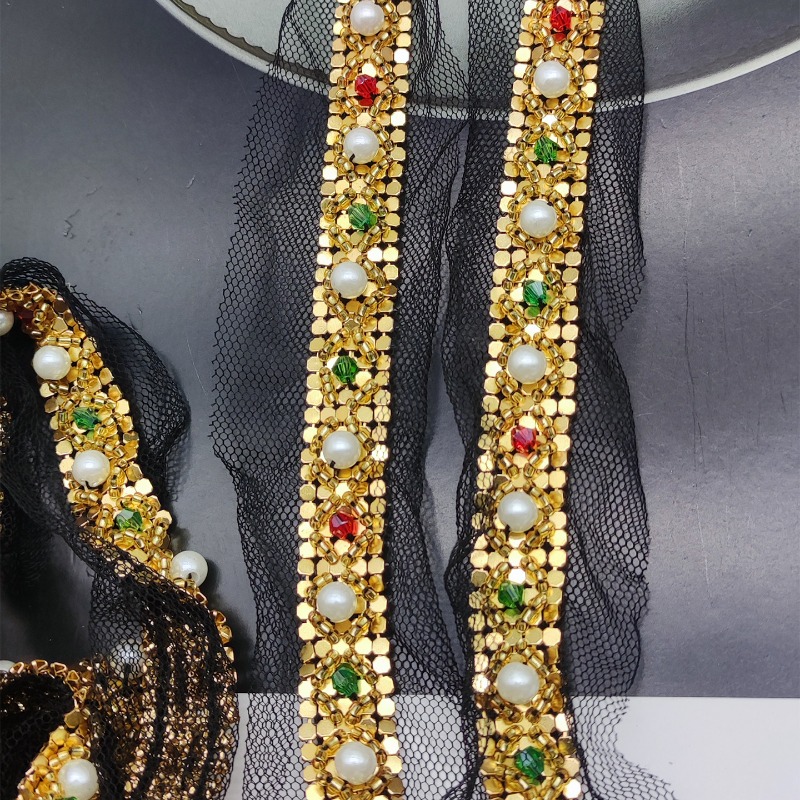 New Handmade Gold Beaded Lace  - Lace Ribbon Trim review and price