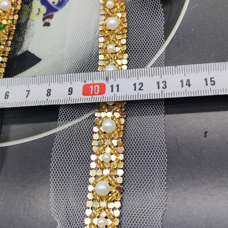 New Handmade Gold Beaded Lace  - Lace Ribbon Trim review and price