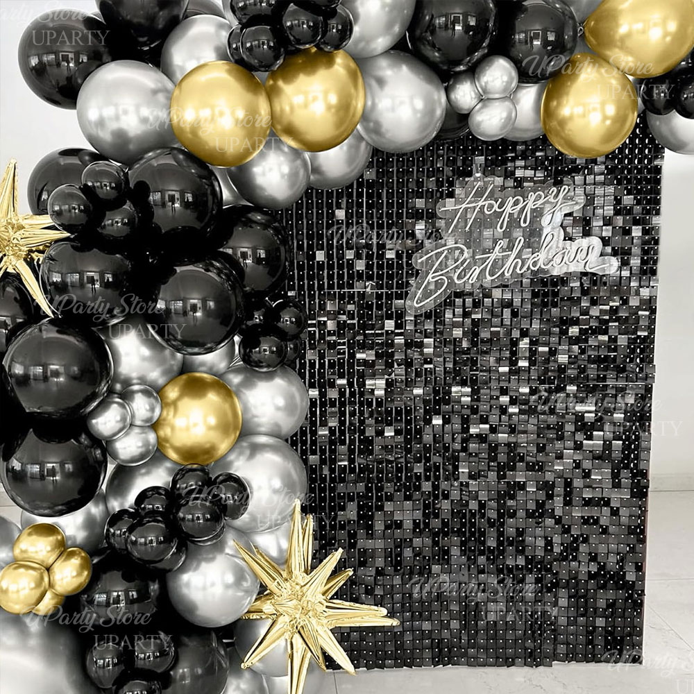 Black Shimmer Wall Backdrop 12 - Sequin Fabric Panel review and price