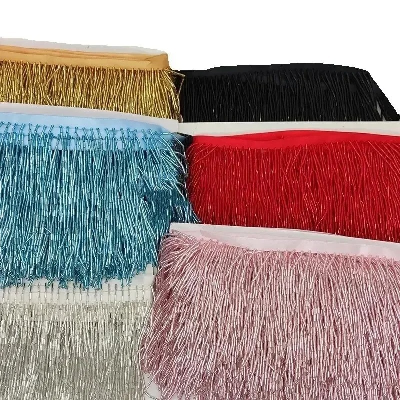 10CM Silver Red Bead Tube Tass - Tassel Fringe Trim review and price